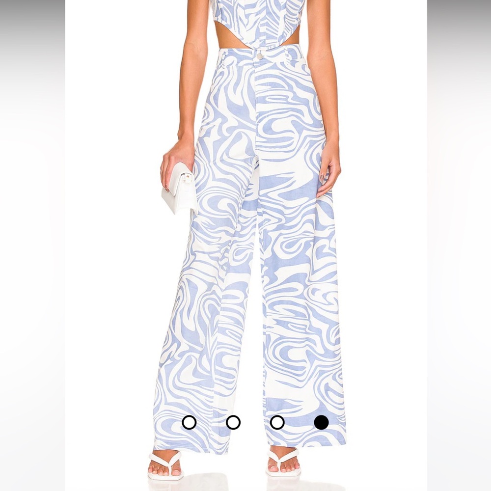 BY.DYLN Ivan Jeans in Blue Swirl Size Medium NWT Wide Legs